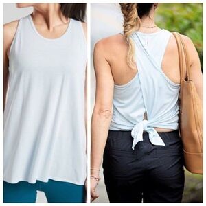 Athleta Size M Essence Vital Tie Back Tank Top Sleeveless Ethereal Blue
